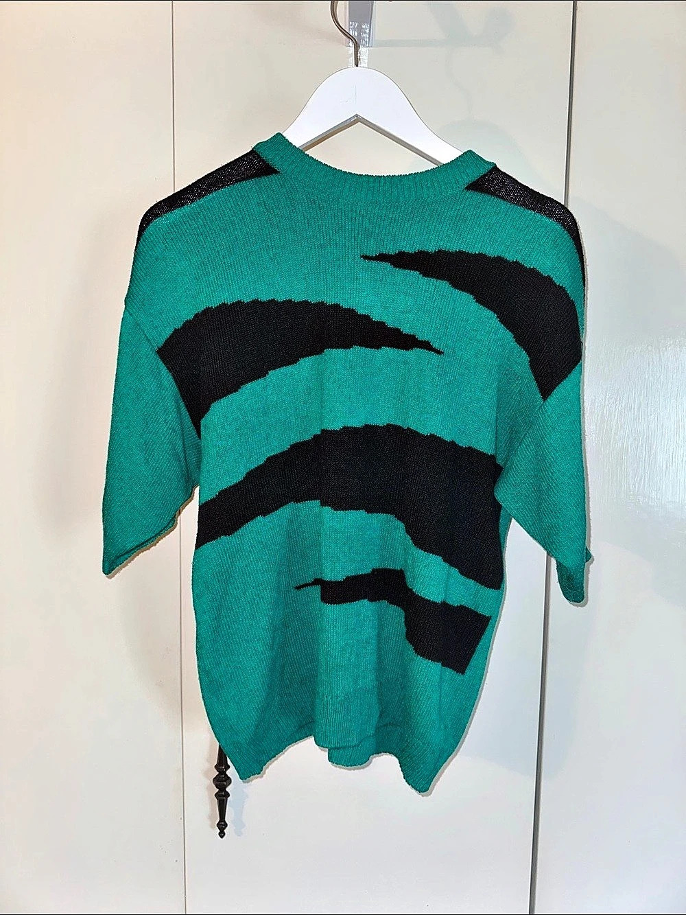 Vintage Green Tiger Knit Sweater T-Shirt